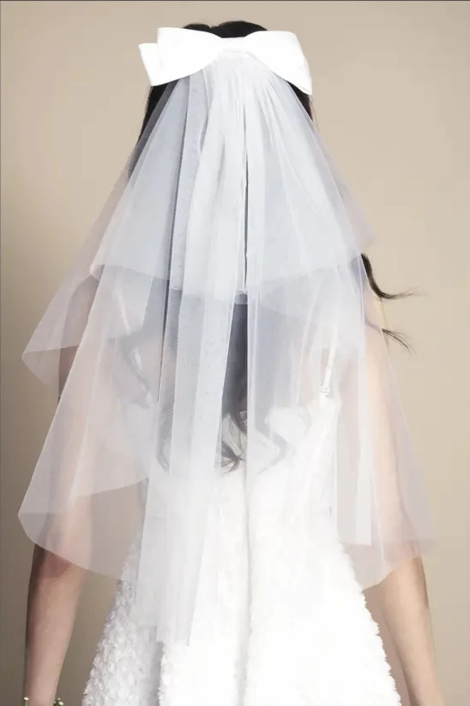 White Wedding Veil with Bow