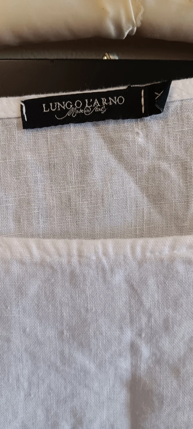 Lungo L'Arno White Embroidered Linen Top XL - photo 3
