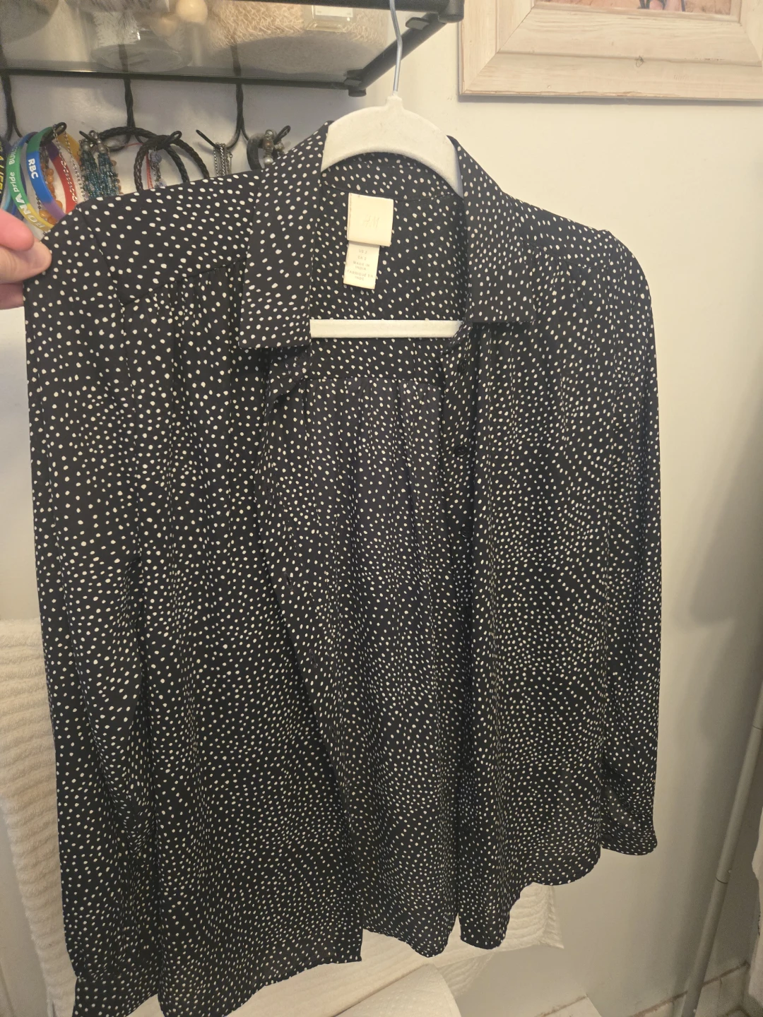 H&M Black and White Polka Dot Blouse - Size US 2 - photo 4