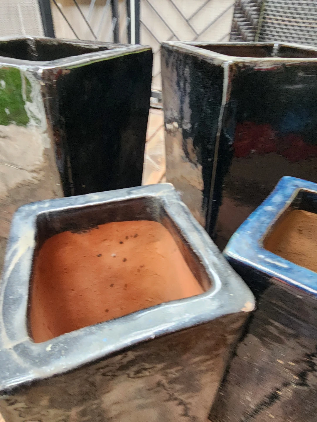 Large Black Glazed Planters - Set of 4 - photo 2