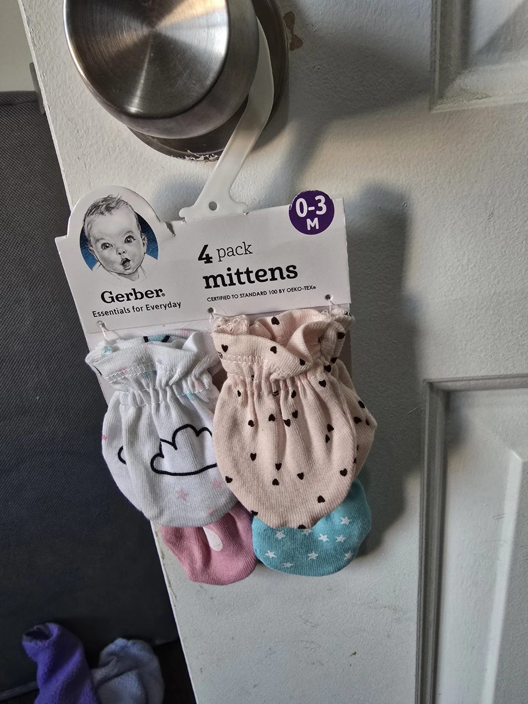 Gerber 4 Pack Baby Mittens 0-3 Months