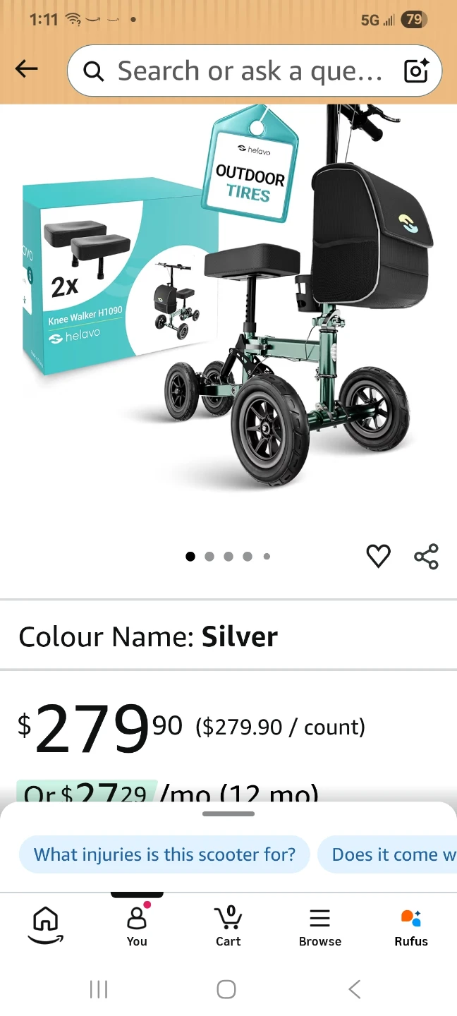 Helavo Knee Walker H1090 with Outdoor Tires