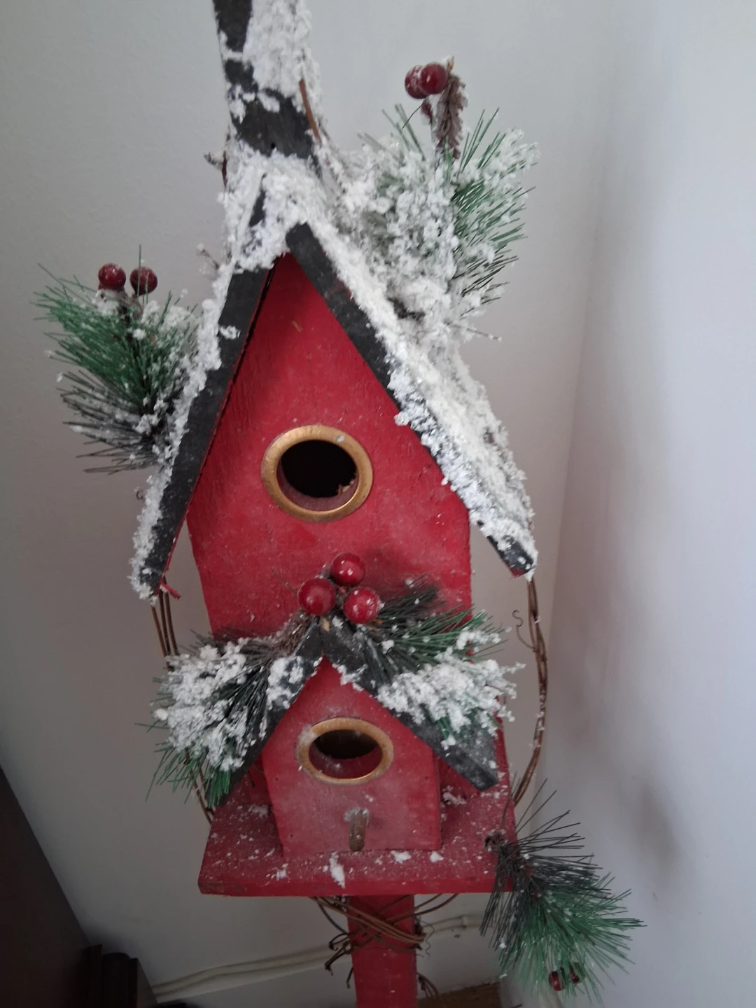 Red Double Birdhouse with Cardinal - photo 2