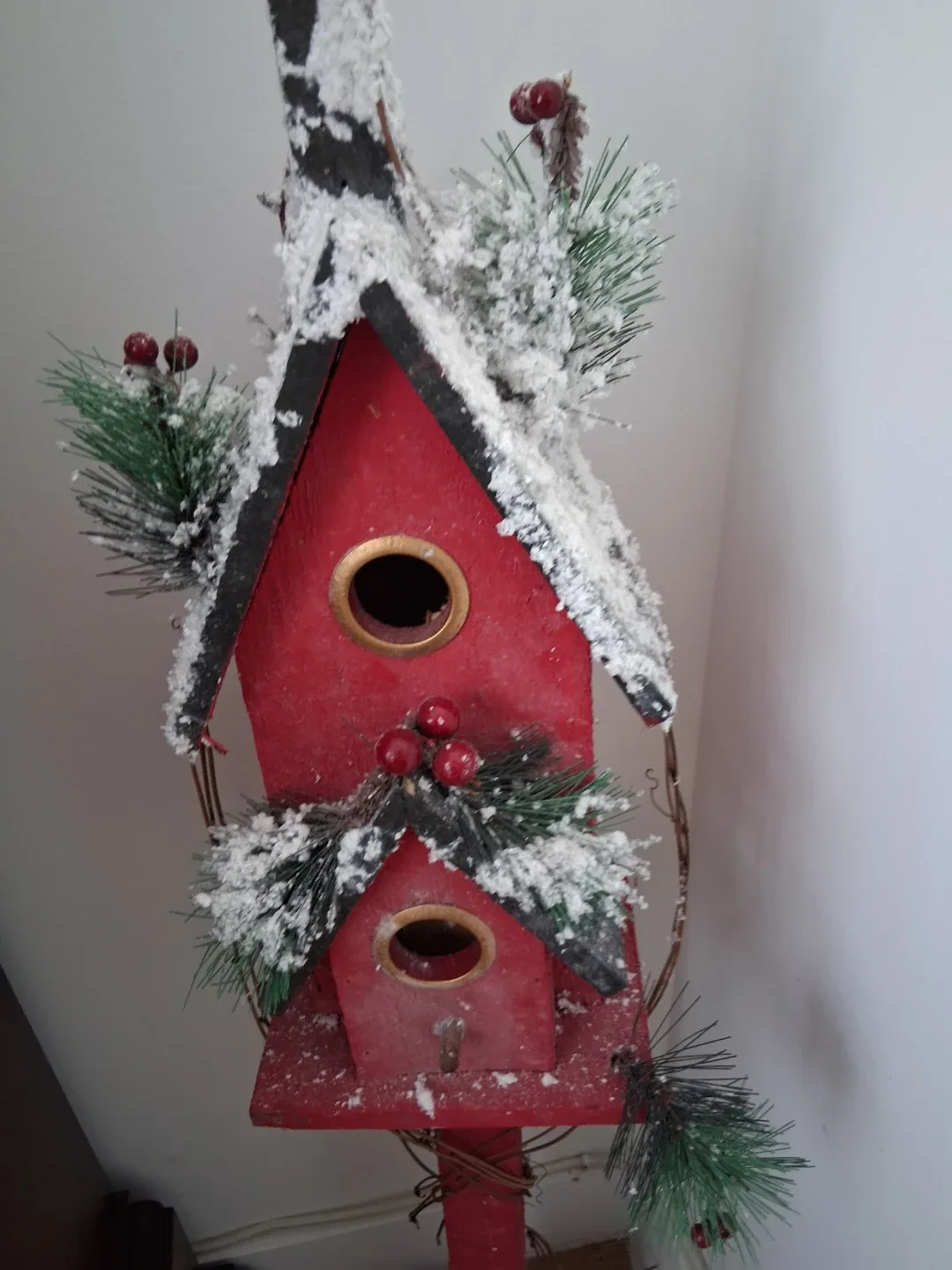 Red Double Birdhouse with Cardinal - photo 2