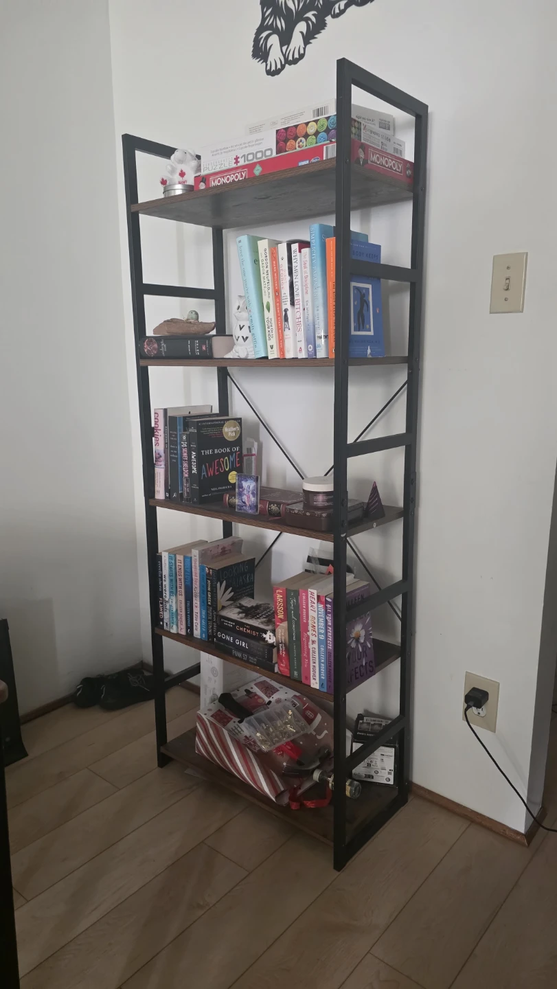 Industrial Style 5-Shelf Bookshelf