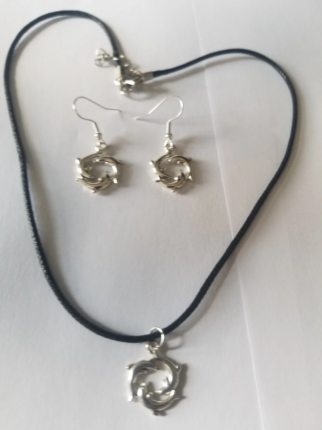 Cute dolphin necklace and Earring set  ⚽️