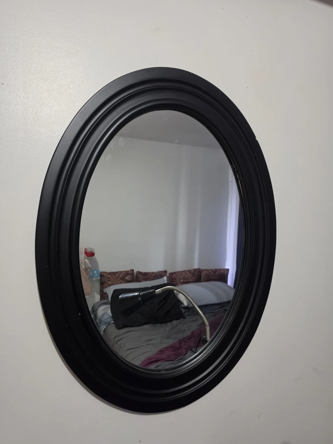 Oval Wall Mirror - Black Frame