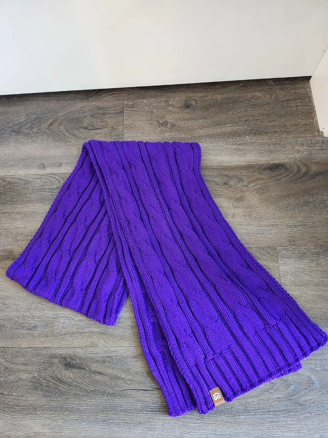 Purple Cable Knit Scarf