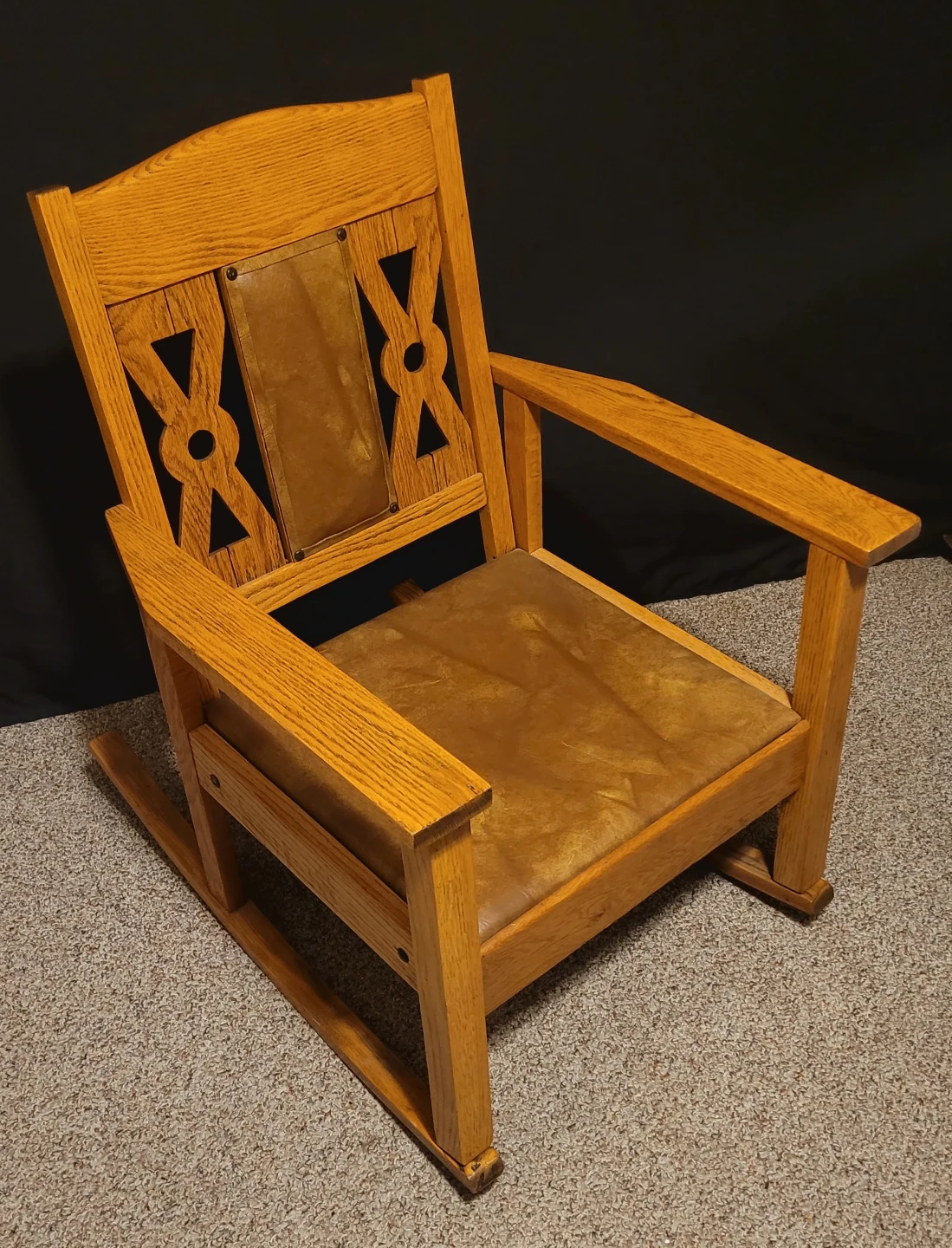Oak Rocking Chair w/ Leather Seat & Back
