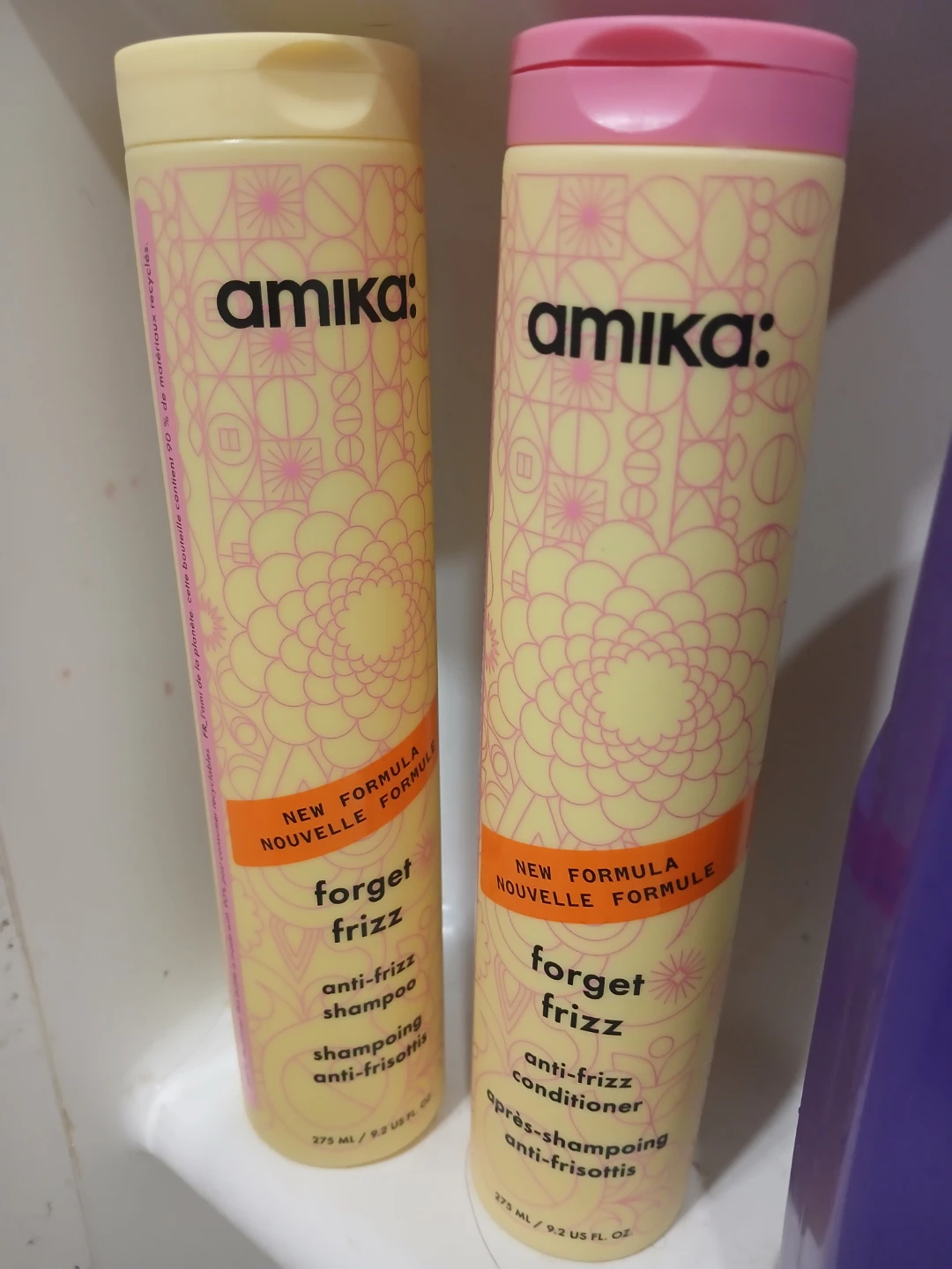 Amika Forget Frizz Shampoo & Conditioner Set and hair mask
