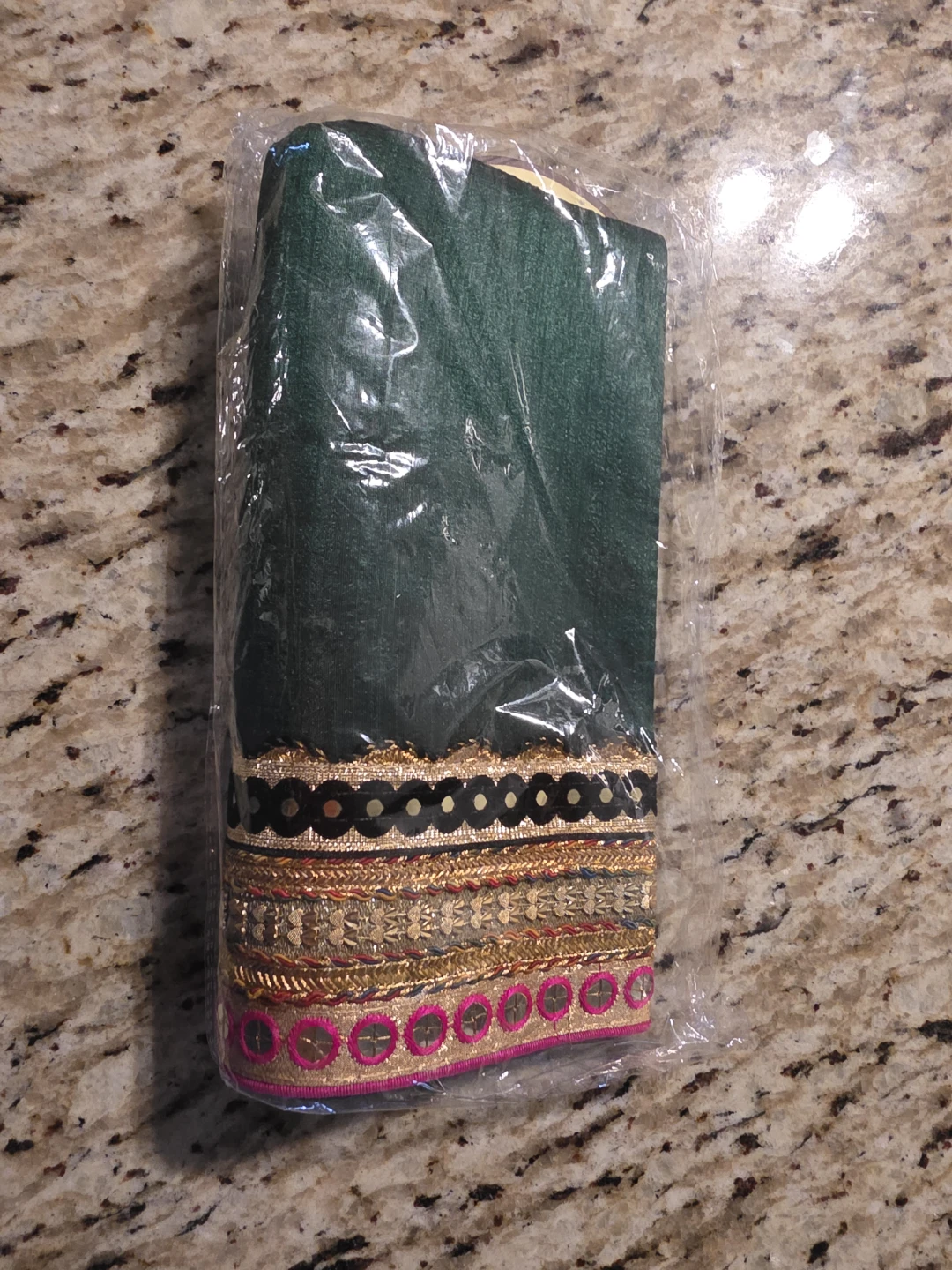 Green Fabric with Embellished Border