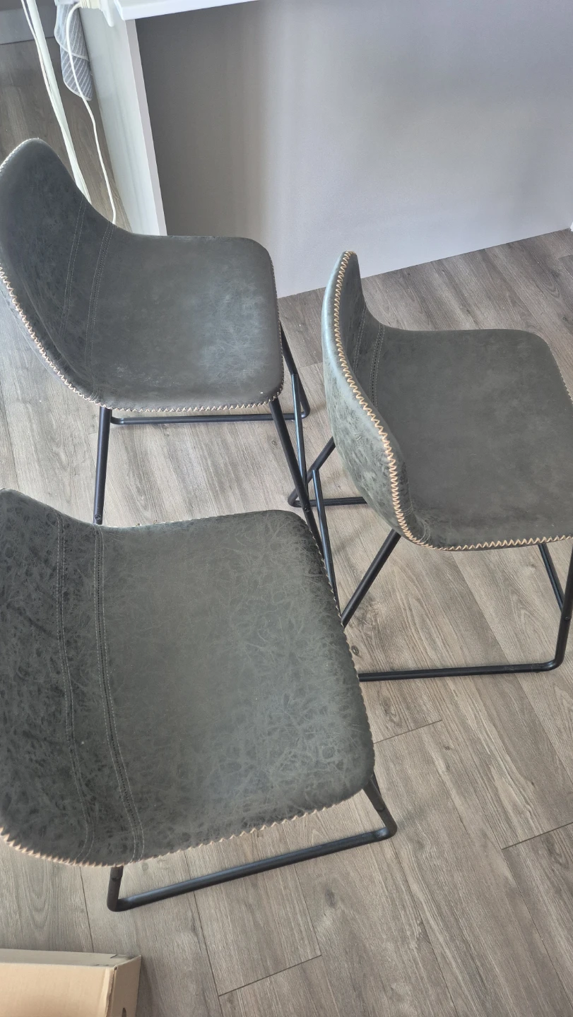 Set of 3 Grey Faux Leather Bar Stools - photo 3