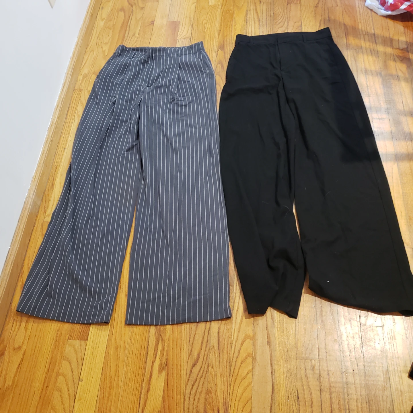 GAP Women's Trousers - Black and Pinstripe