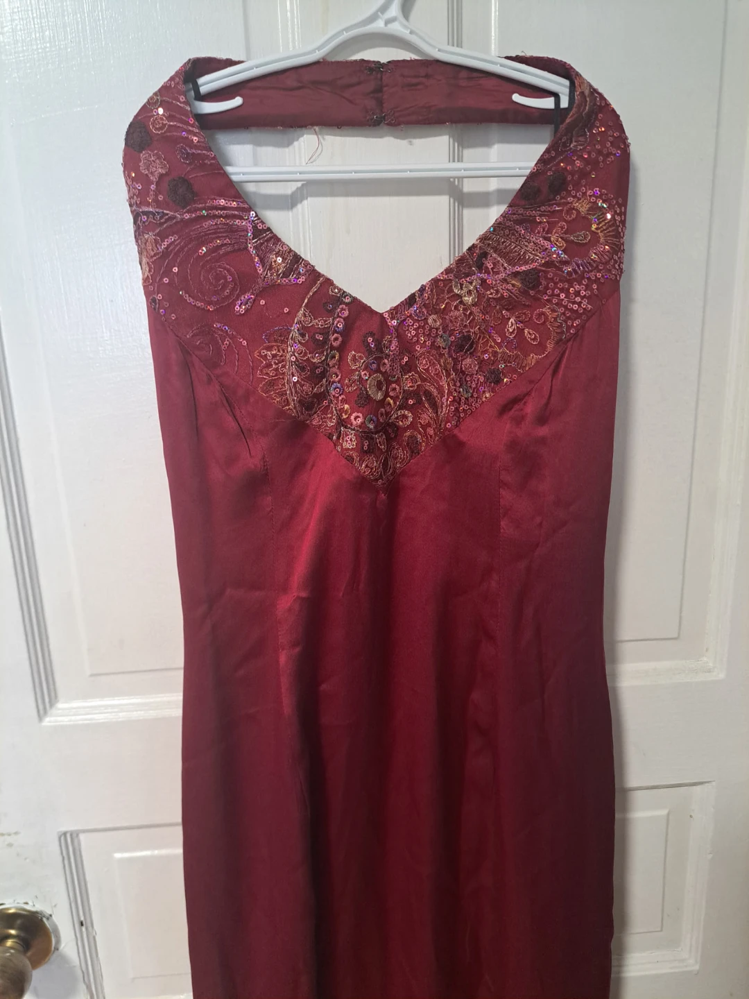 Red Halter Neck Embellished Maxi Dress - photo 2