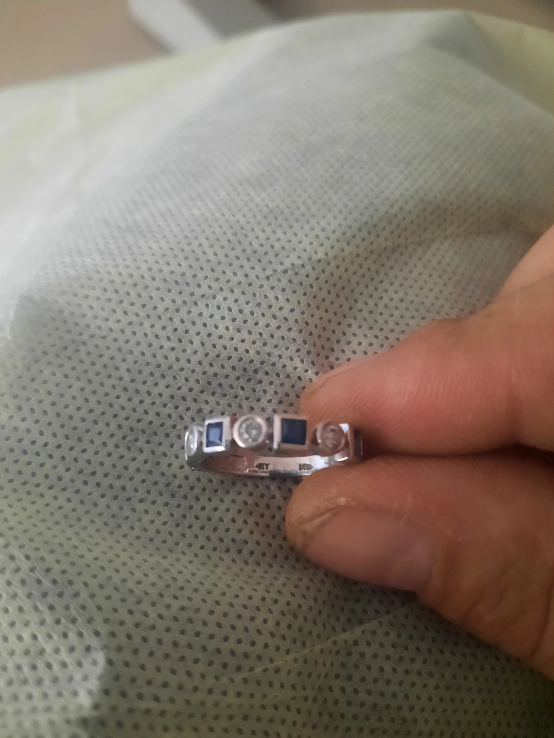 14k white gold with diamonds and emeralds