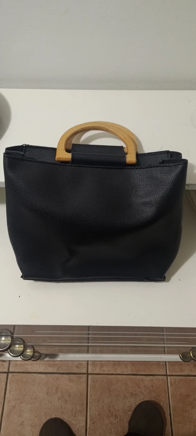 Madison West Black Faux Leather Tote Bag