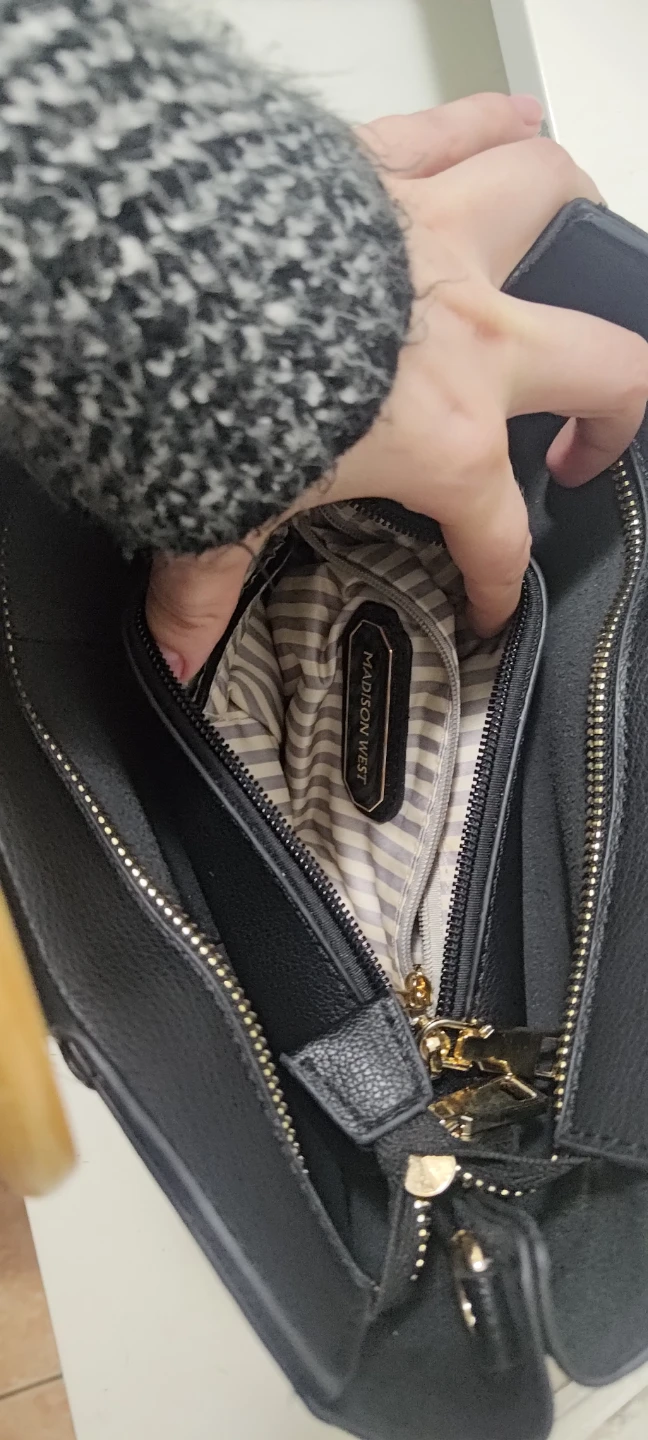 Madison West Black Faux Leather Tote Bag - photo 3