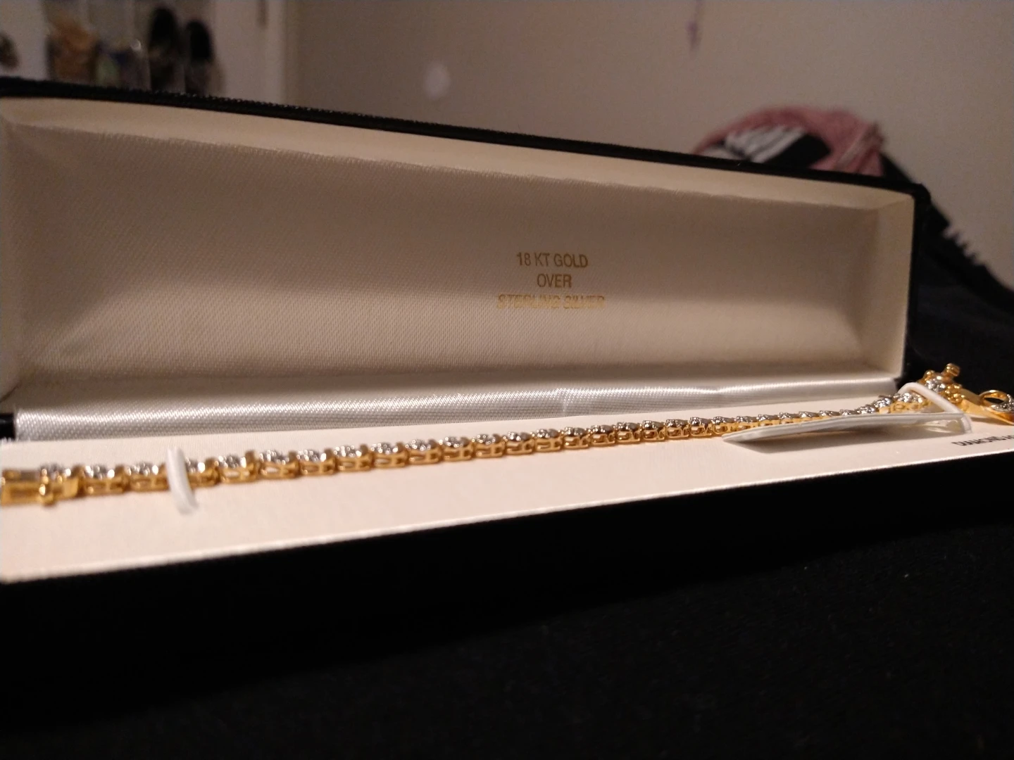 925 Sterling Silver Diamond Accent Gold Plated Tennis Bracelet - photo 2