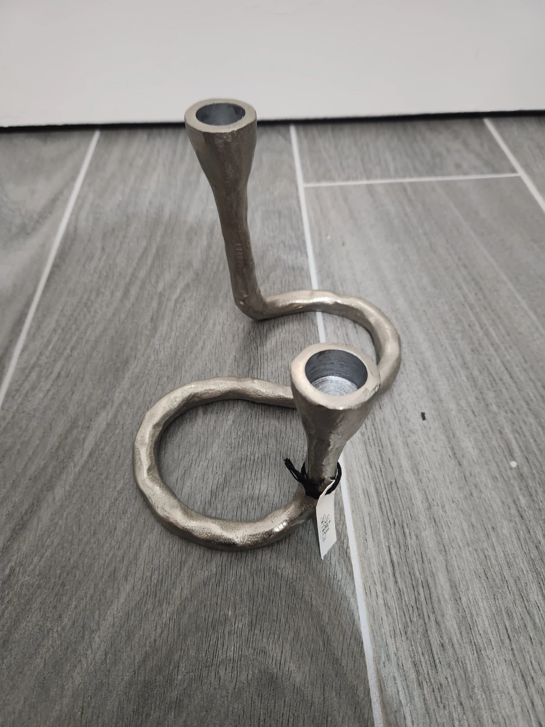 Silver Tone S-Shaped 2-Candle Holder - photo 3