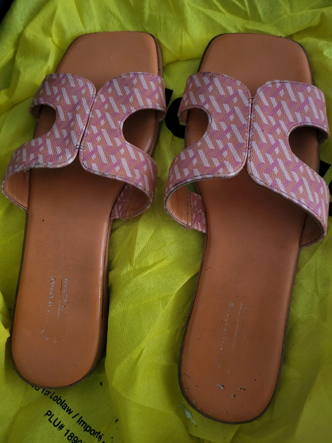 Call It Spring Pink Geometric Pattern Slides