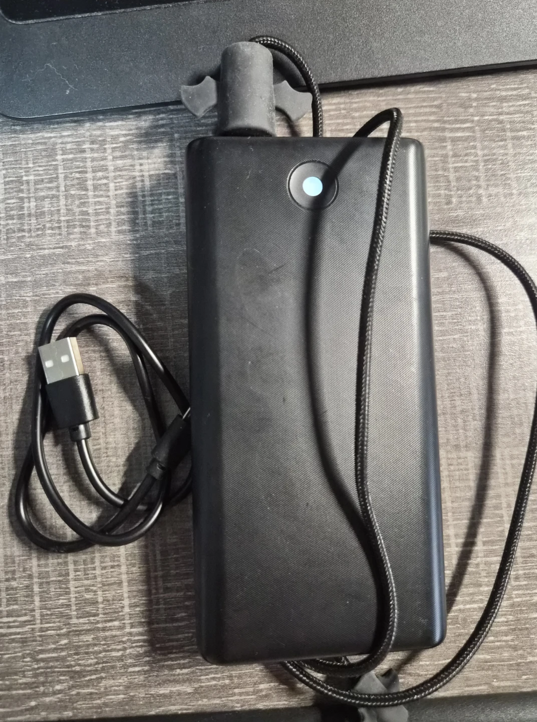 Black Power Bank with USB Cable