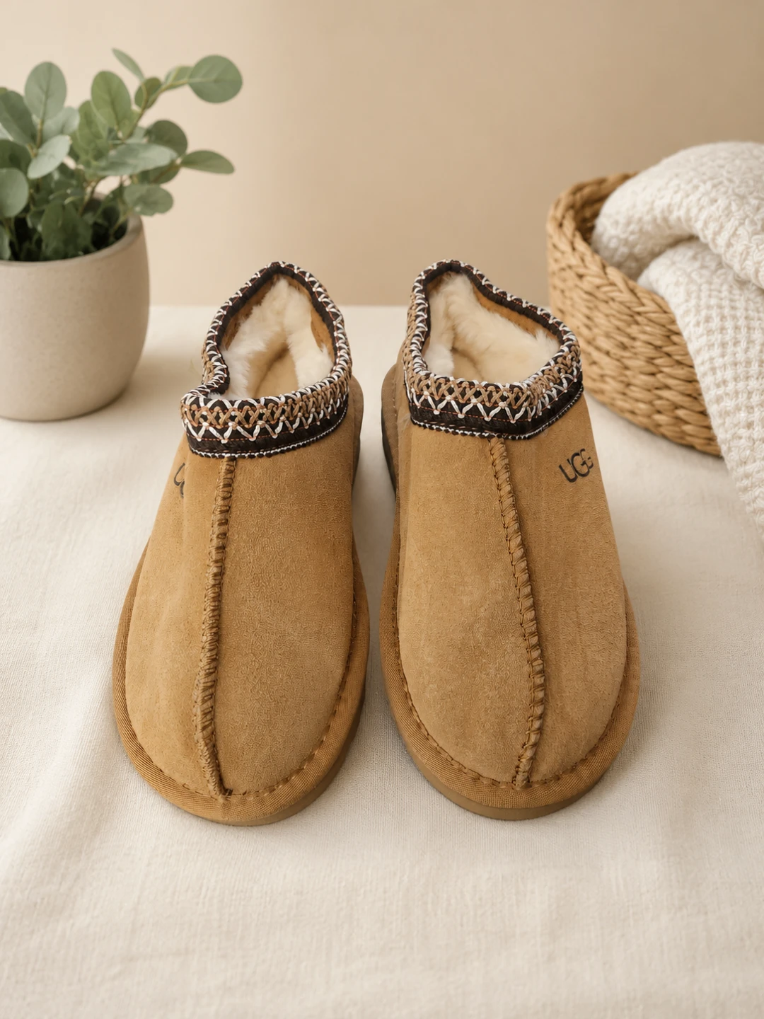 UGG Scuffette II Slippers Tan Suede Sheepskin Lined