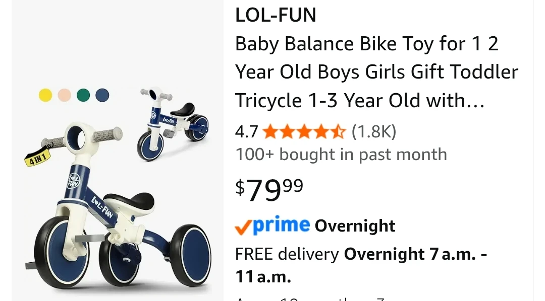 LOL-FUN 4-in-1 Baby Balance Bike Tricycle with pedals ⚽️ - photo 4