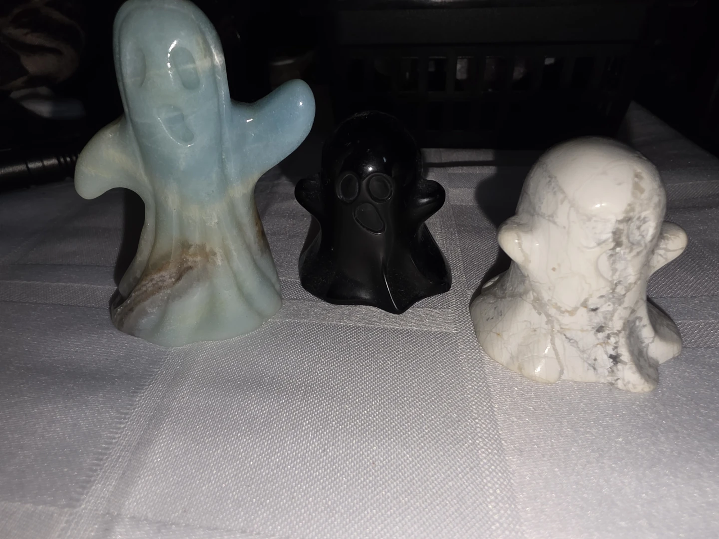 Set of 3 Crystal Ghost Figurines