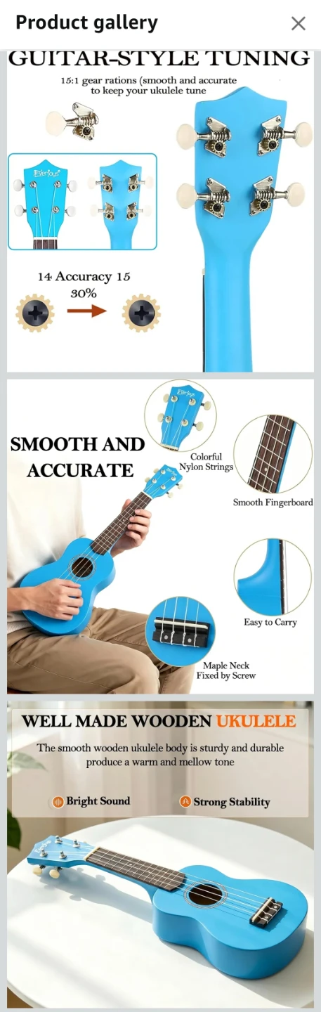 Everjoys Soprano Ukulele Beginner Kit - photo 4