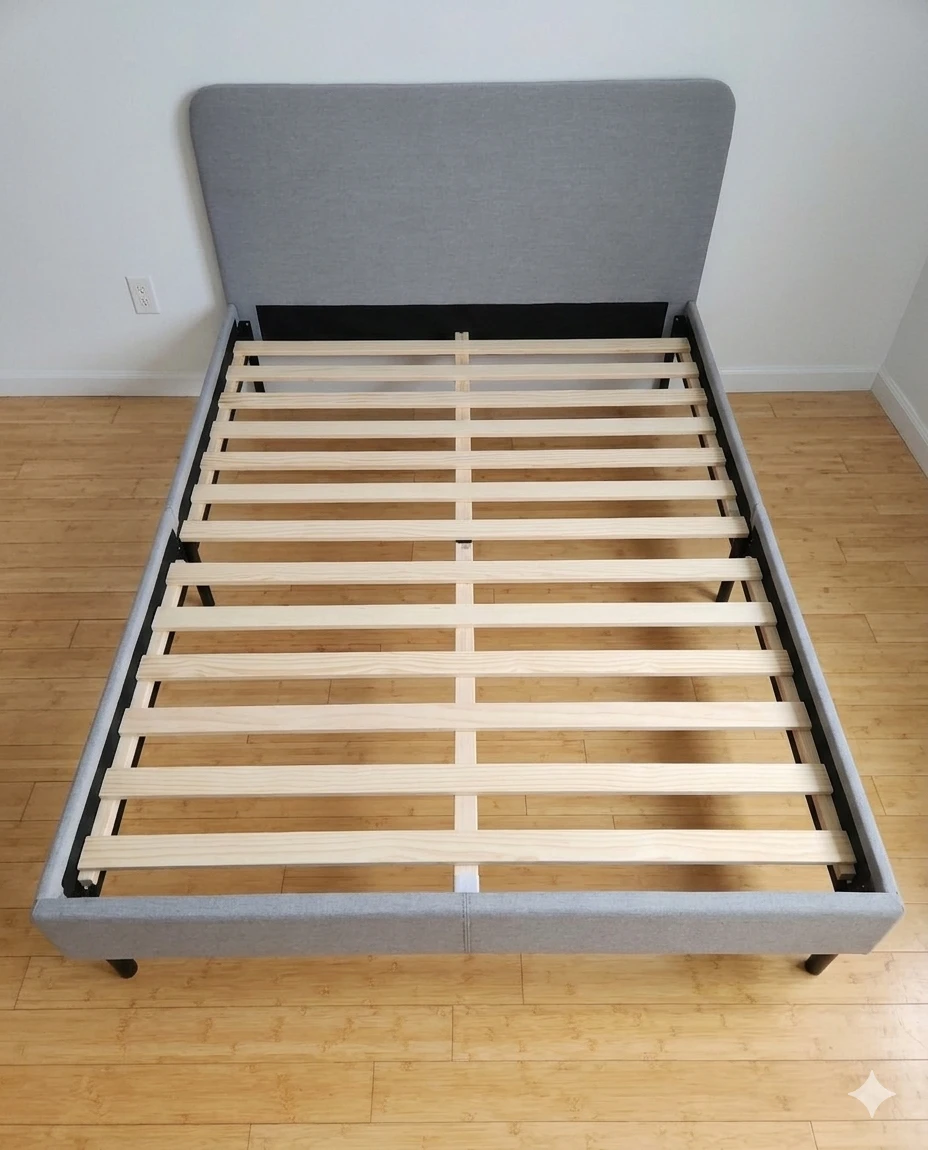 Grey Upholstered Full Size Bed Frame