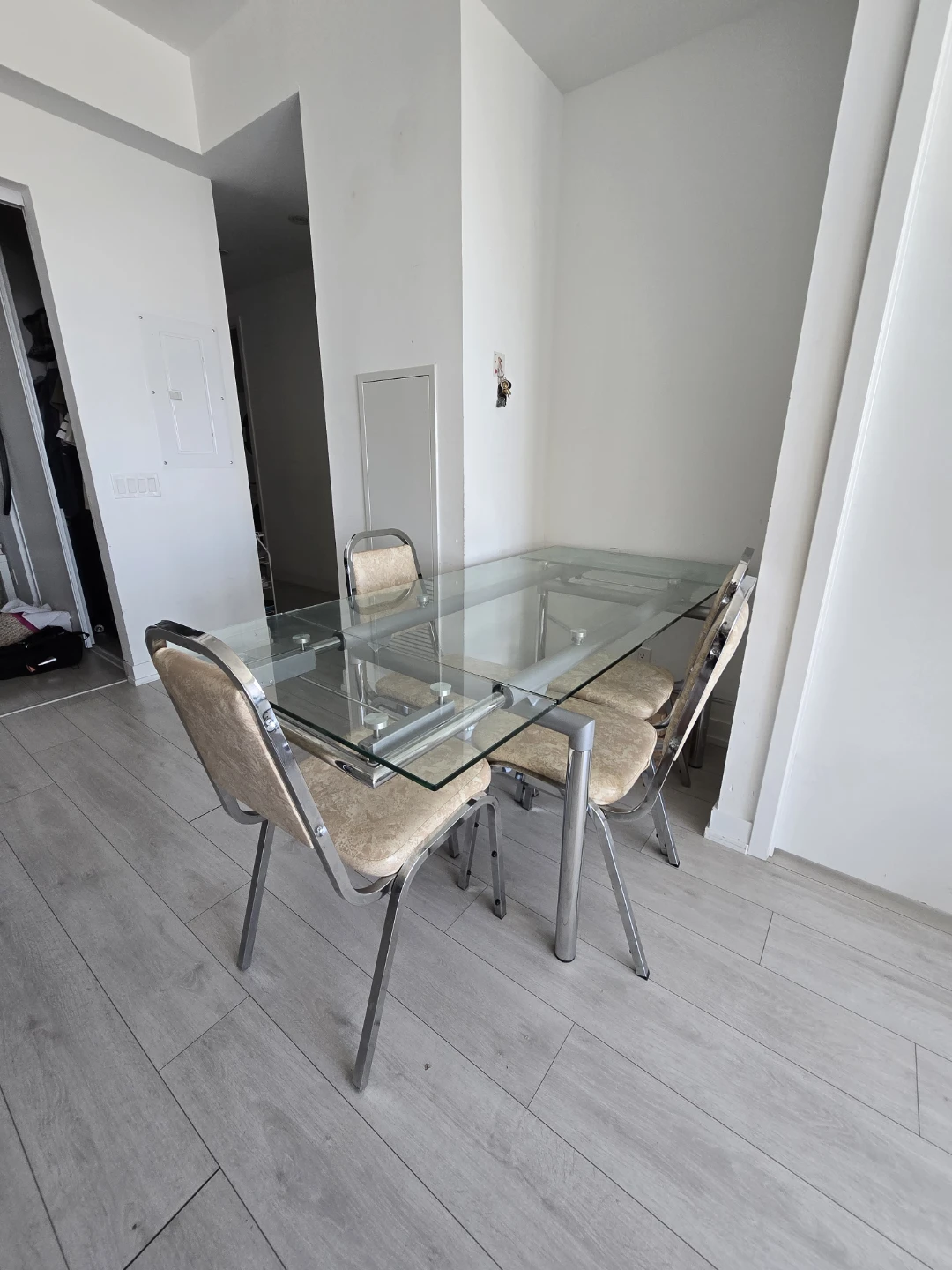Glass Top Dining Table with 4 Chairs