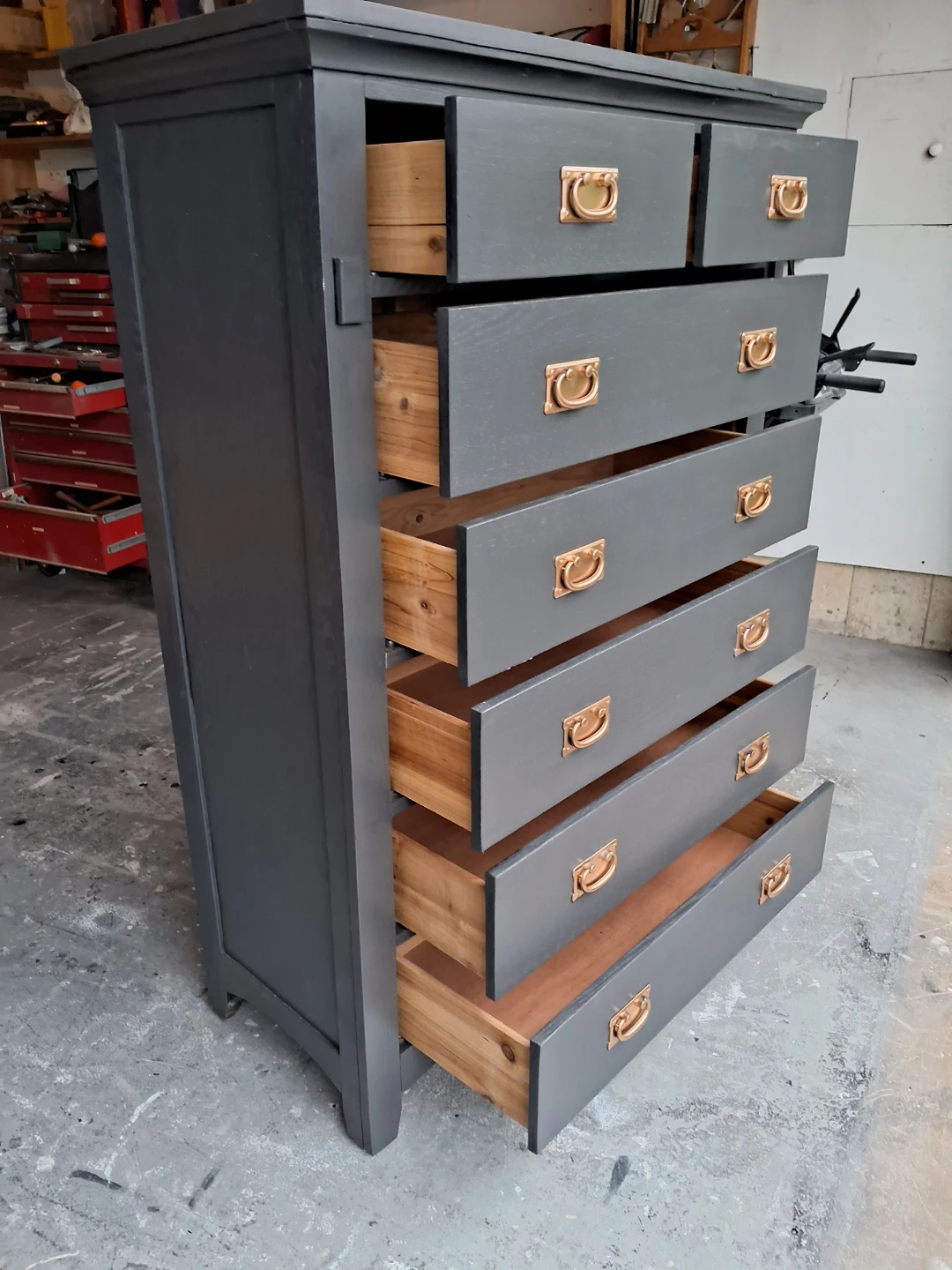 Dark Grey Tall Dresser with Copper Handles - photo 2