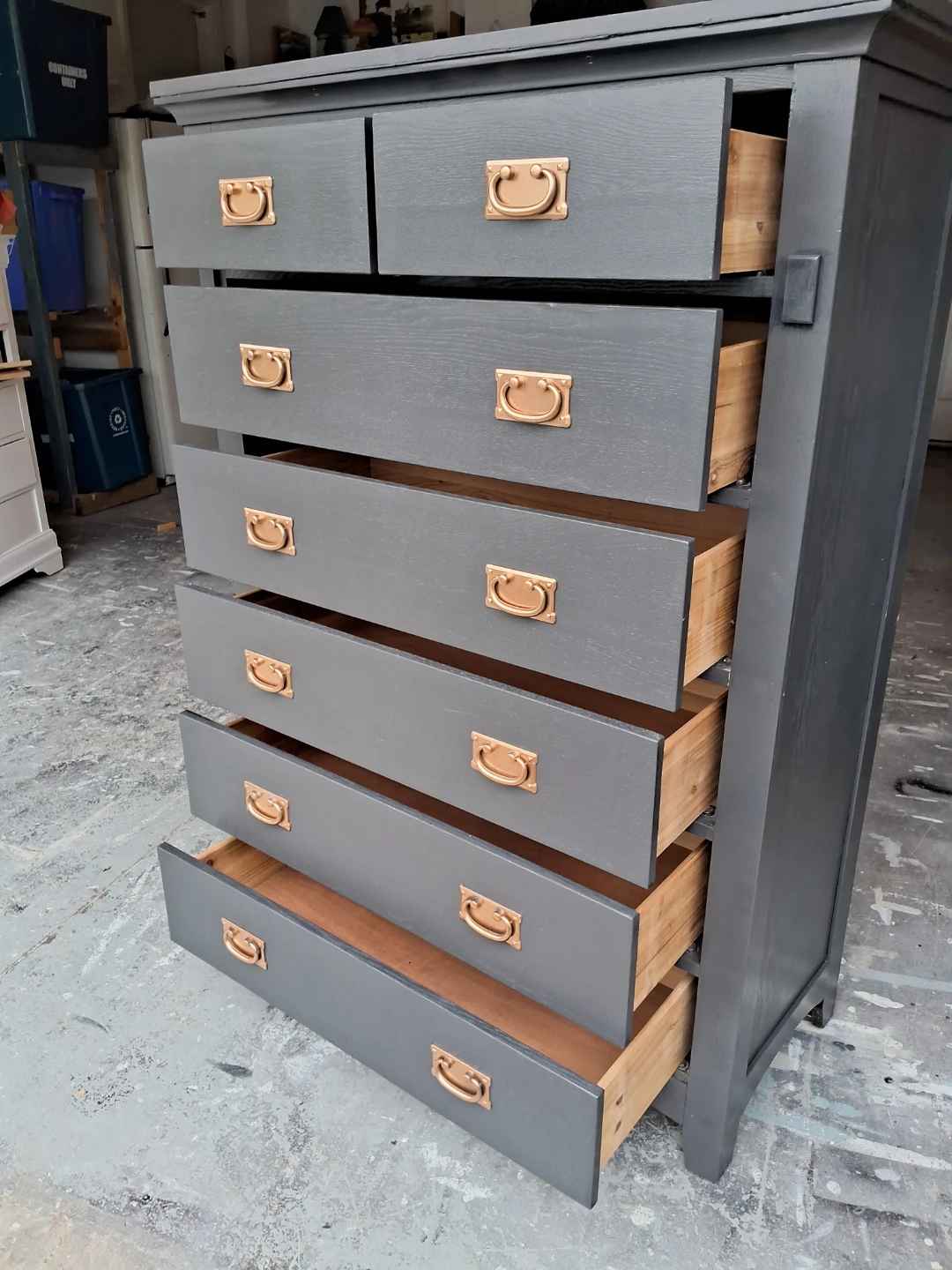 Dark Grey Tall Dresser with Copper Handles - photo 3
