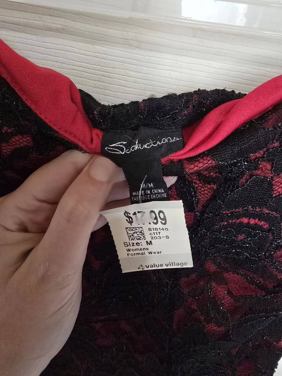 Seductions Strapless Lace Peplum Top - Red/Black, Size M - photo 3