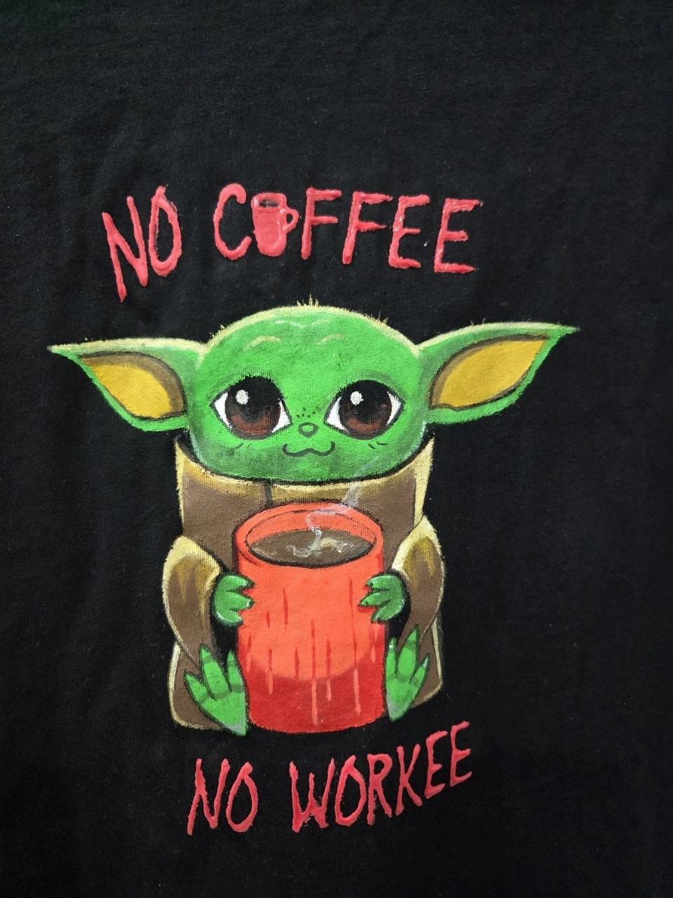 T-Shirt Baby Yoda "No Coffee No Workee" - photo 2