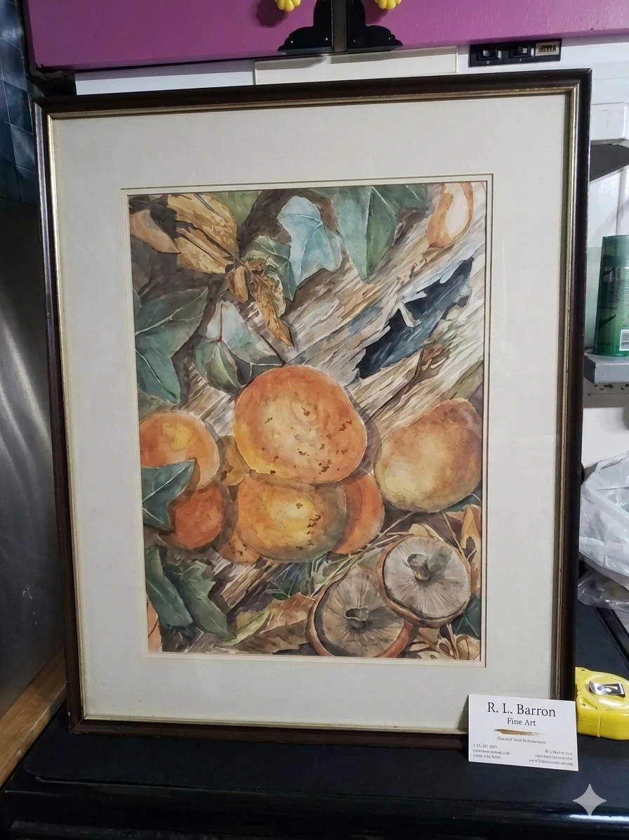 R. L. Barron Fine Art Mushroom Watercolor Painting