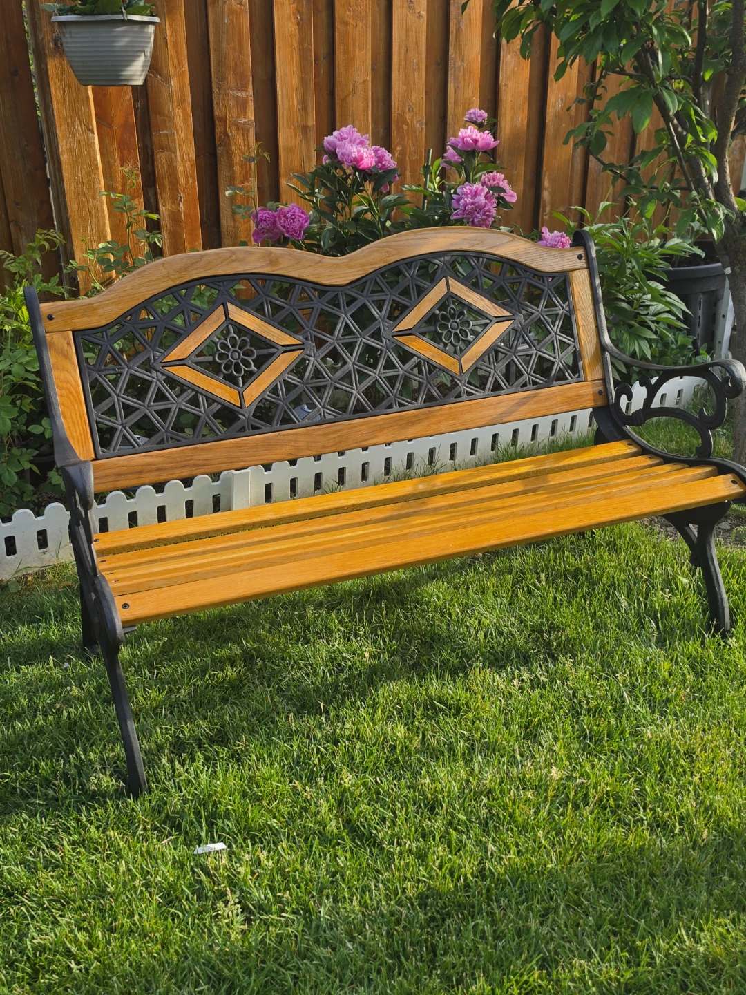 Ornate Cast Iron and Wood Garden Bench