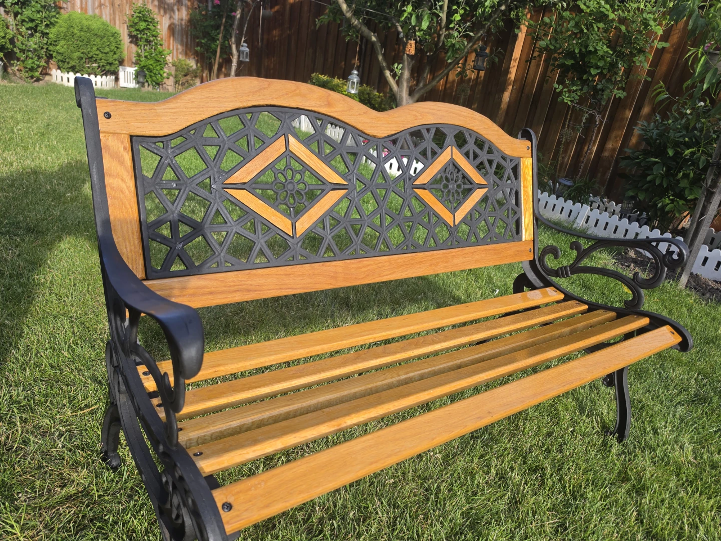 Ornate Cast Iron and Wood Garden Bench - photo 4