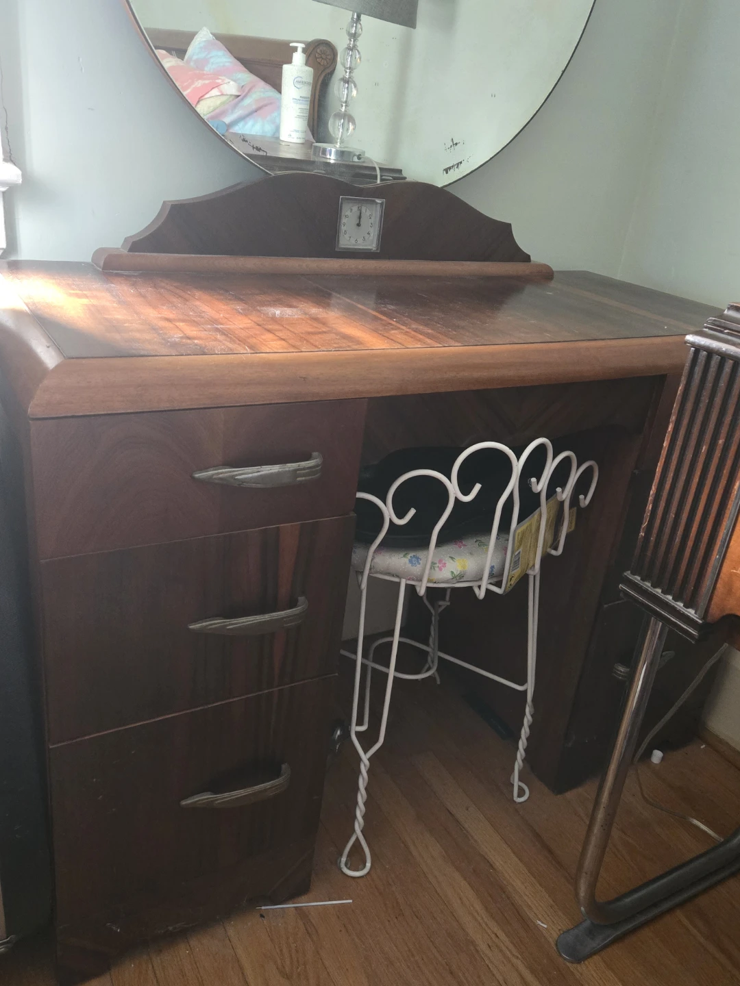 Vintage Vanity Desk with Clock