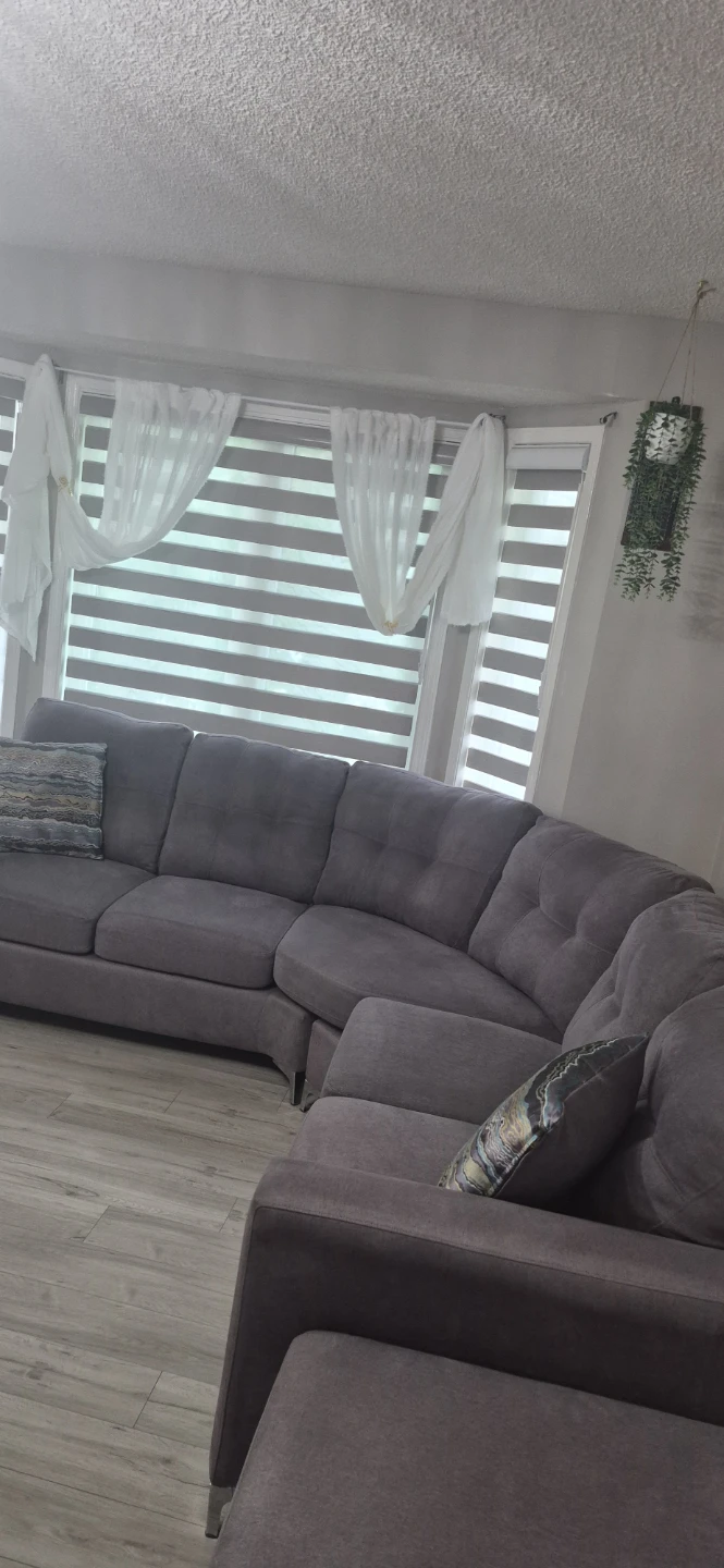 Grey Sectional Sofa with Pillows - photo 5
