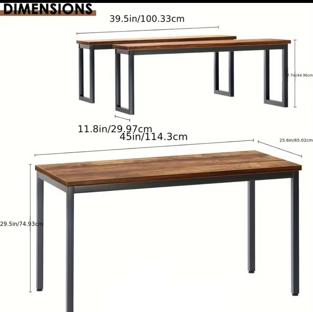 Dining Table and 2 Benches Set - photo 3