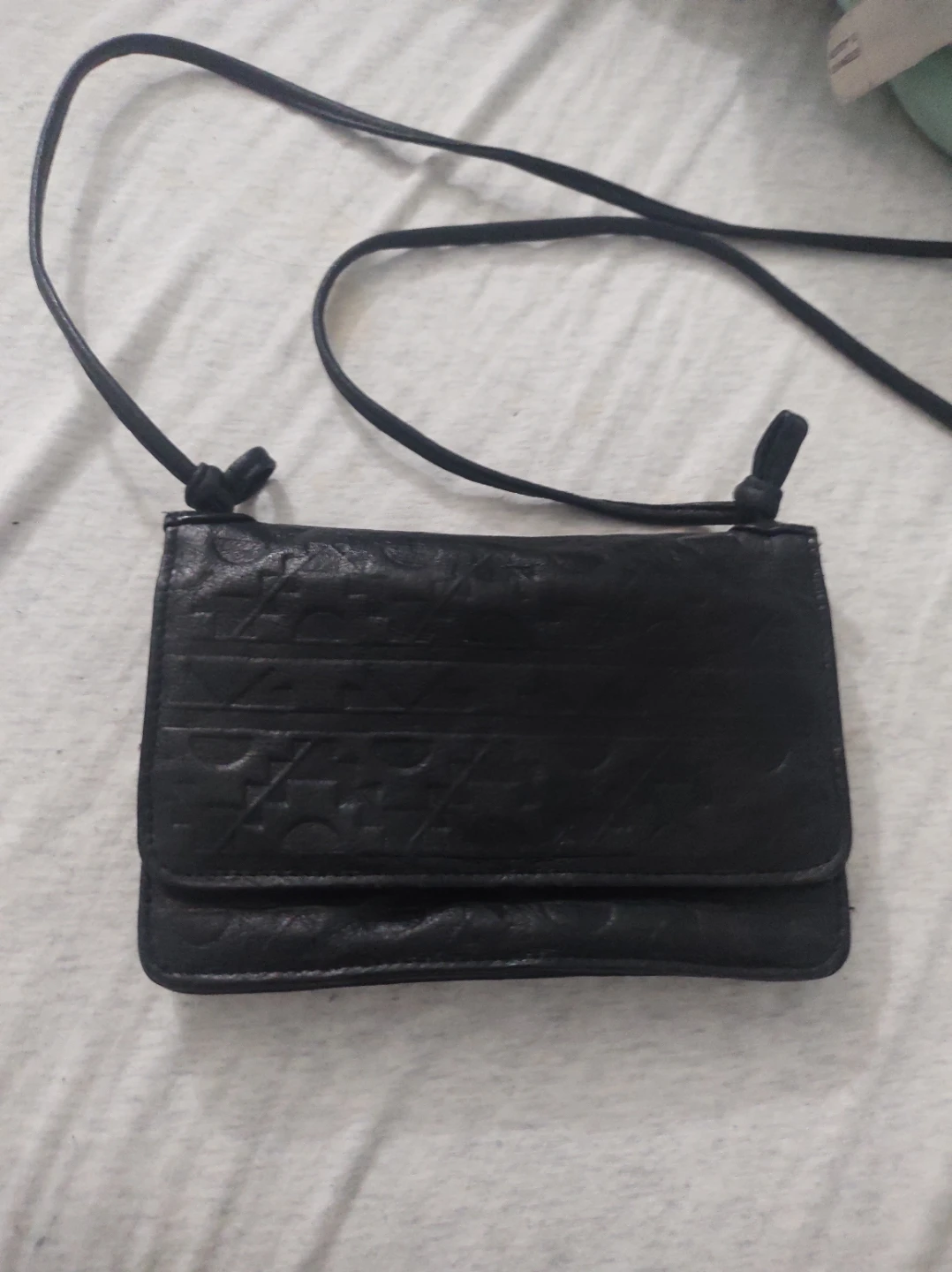 Black Leather Clutch Wallet with Strap - photo 2