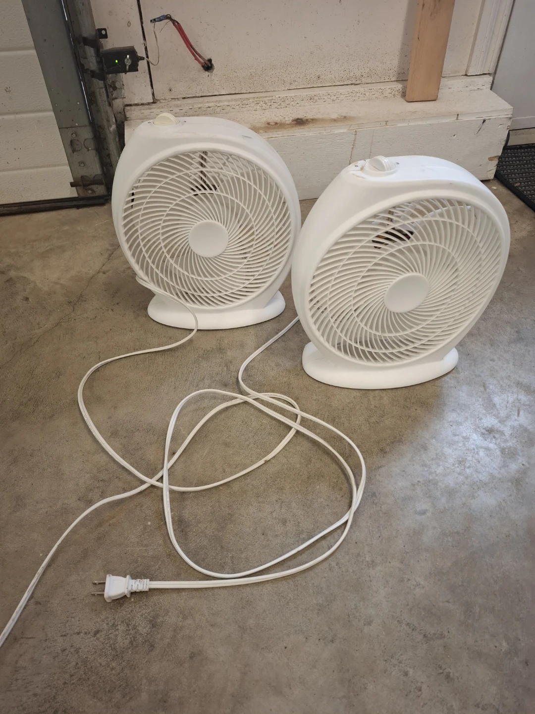 White Plastic Desk Fans (Set of 2)