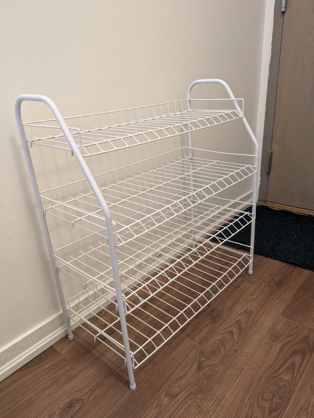 White 4-Tier Wire Shoe Rack