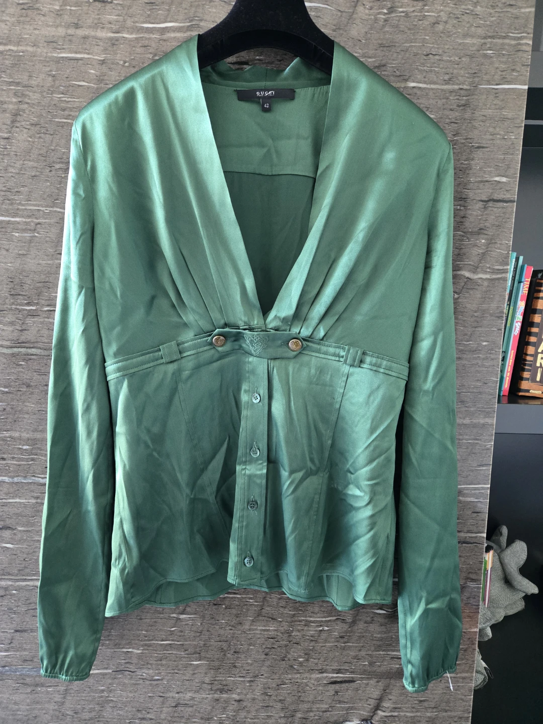 GUCCI Green Silk Blouse Size 42