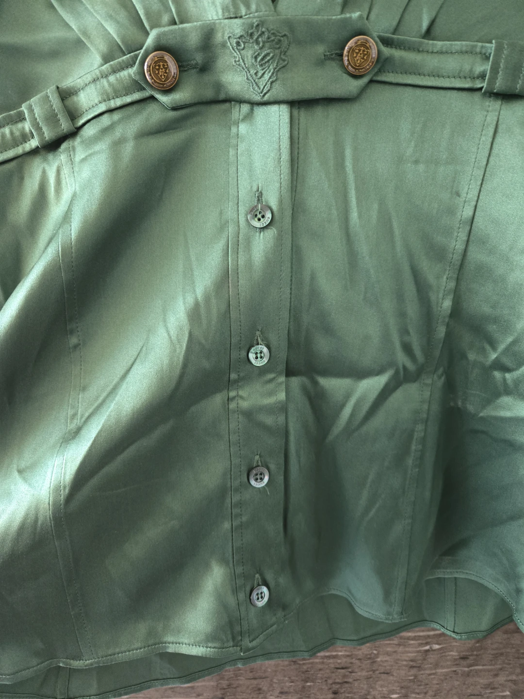 GUCCI Green Silk Blouse Size 42 - photo 4
