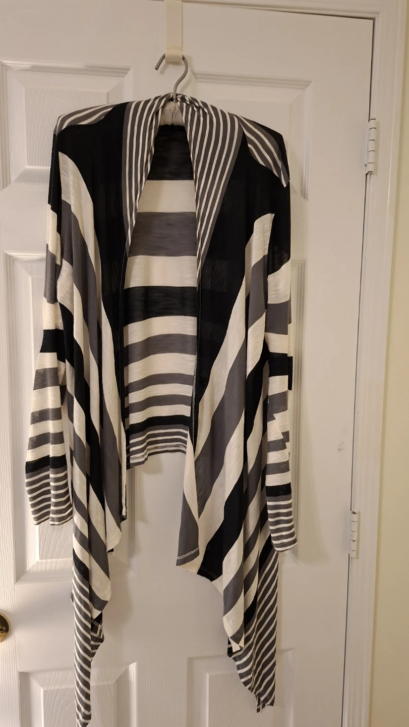 Striped Waterfall Cardigan