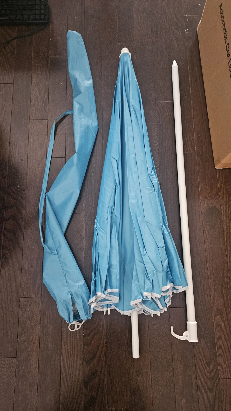 Blue Beach Umbrella with Pole and Case
