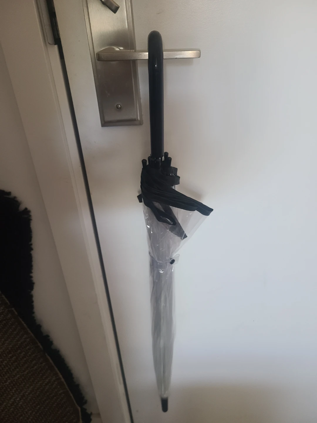 Clear bubble umbrella with black handle #free