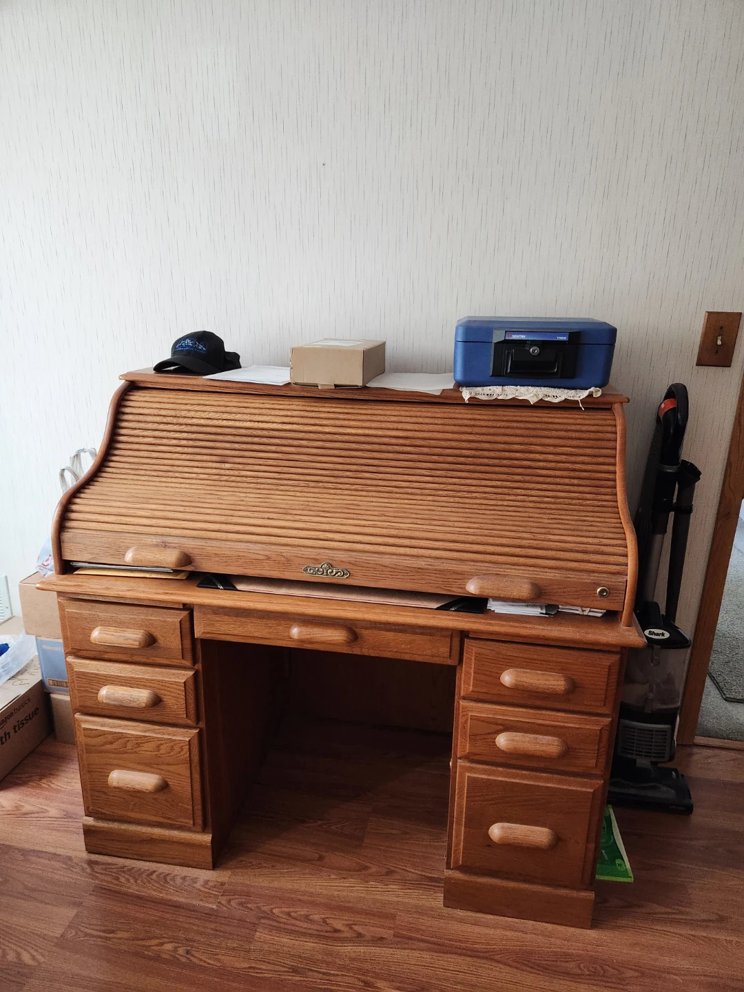 Oak Roll Top Desk - photo 2